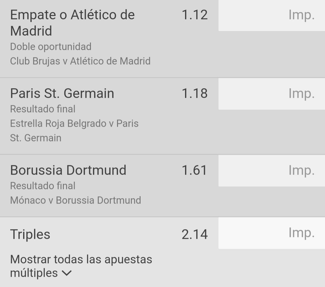 Inbettings's tweet image. Jornada de Champions pasada y acierto en la combinada!!