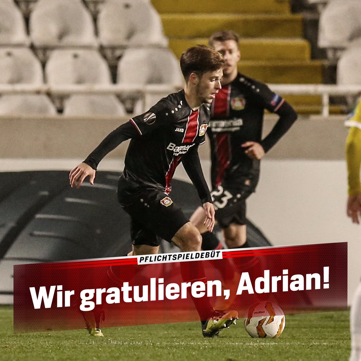 bayer04fussball's tweet photo. Neben Thorsten #Kirschbaum und Jakub #Bednarczyk gab auch Adrian #Stanilewicz bei #AEKLB04 sein Pflichtspieldebüt für die #Werkself. 😊👏🏻 https://t.co/TANkx1jrO2