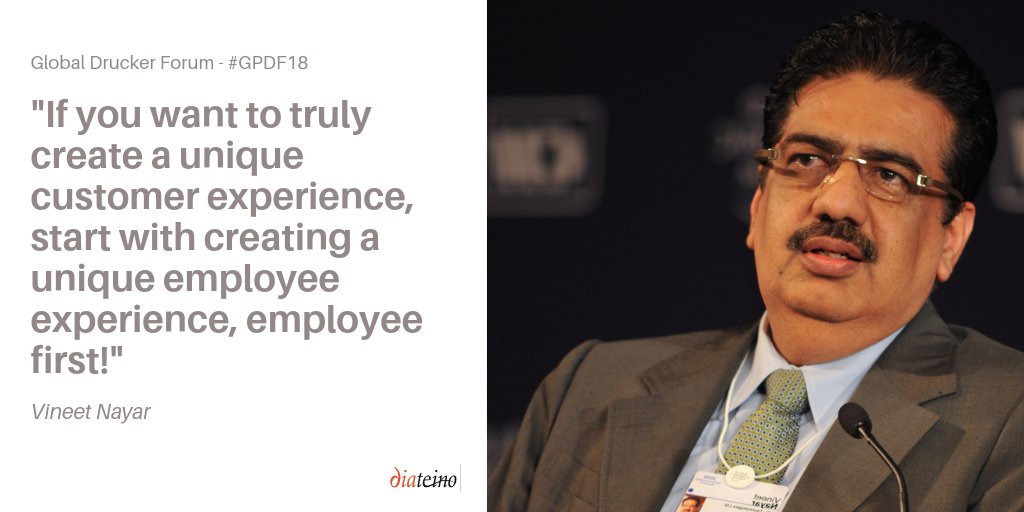 'If you want to truly create a unique customer experience, start with creating a unique employee experience, employee first!' - @vineetnayar ow.ly/g8oq30mWeH7 #GPDF18 #EmployeesFirst #VineetNayar