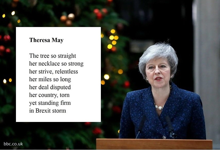 Mirbrandenburg's tweet photo. Impressed by British PM #theresamay who delivered a speech beside the Christmas tree in Downing Street 10. #politicalpoetry #politiekepoezie #brexitdeal https://t.co/rrJUS2jqw9