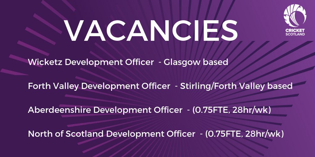 CricketScotland's tweet image. Four really exciting new vacancies @CSCommunityDev for 2019 cricketscotland.com/about-landing/…