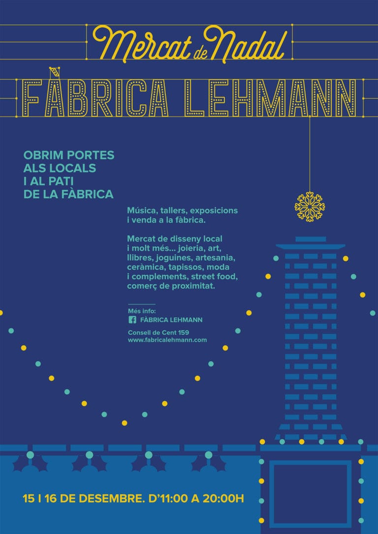 Aquest cap de setmana serem al Mercat de Nadal de la <a href="/fabricalehmann/">Fàbrica Lehmann</a> 
Us esperem els dies 15 i 16 d'11 a 20h!