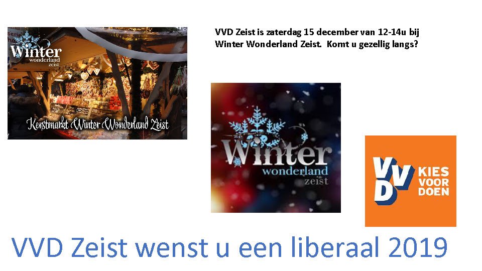 VVD Zeist is morgen tussen 12-14 aanwezig in het centrum en helpt mee bij Winter Wonderland! Komt u gezellig langs?
