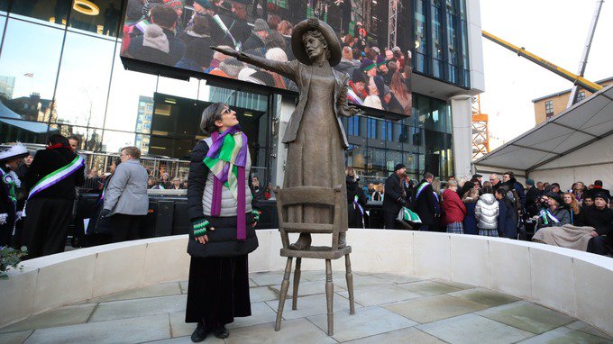 In the year that marks the centenary of voting rights for (some) women, it is truly wonderful to see a statue of the great Emmeline Pankhurst unveiled in Manchester today 🙌

In honour of the brave and tenacious women who went before us 💜💚 #VotesForWomen