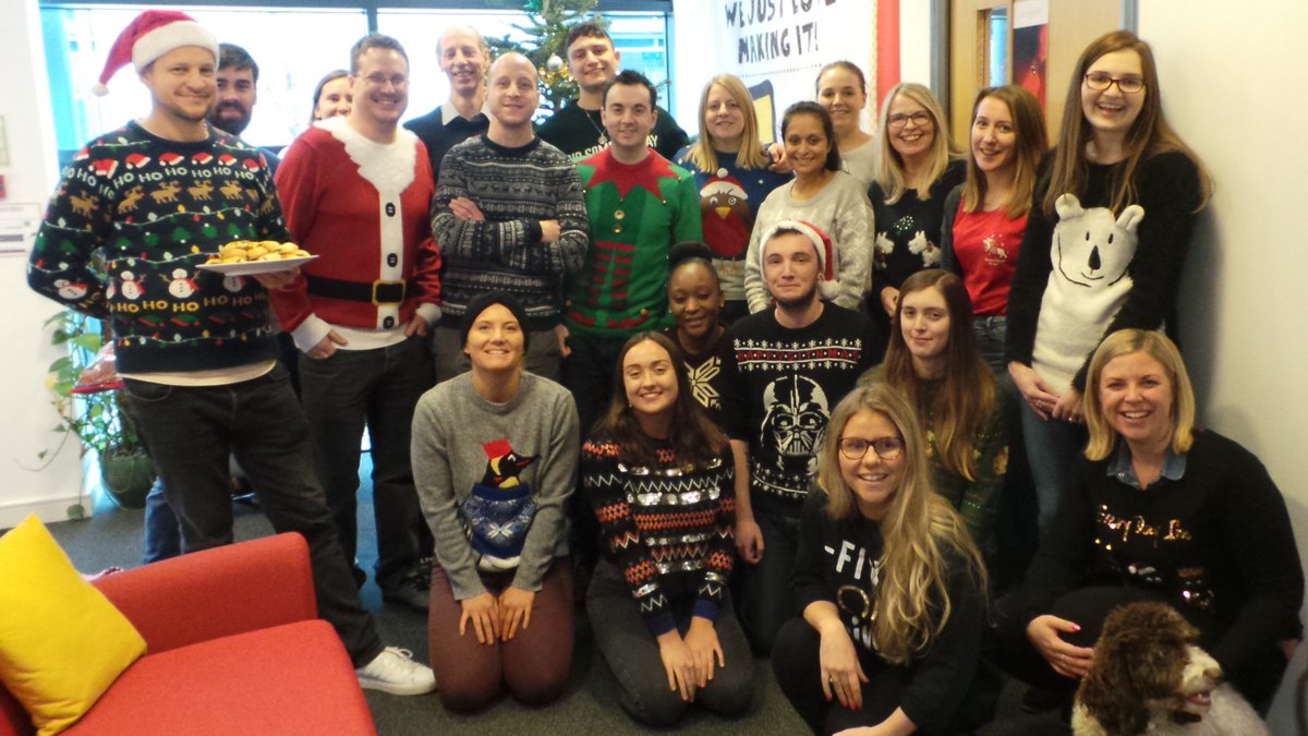 sponge_learning's tweet photo. Getting our jingle on here at #SpongeUK as it's #ChristmasJumperDay #CakeDay and the #ChristmasParty tonight. #FridayFeeling #FeelingFestive #Christmas https://t.co/Y0Cfmwa4b9