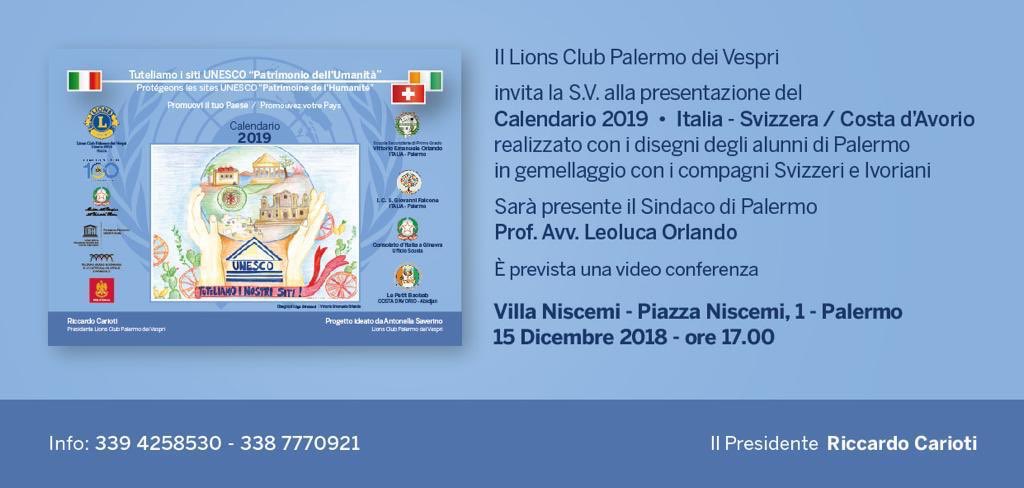 L.C. Palermo Vespri (@lcvespri) on Twitter photo Presentazione del calendario 2019 Italia-Svizzera/Costa d’Avorio realizzato con i disegni degli alunni palermitani, svizzeri ed ivoriani. Presente il Sindaco di Palermo <a href="/LeolucaOrlando1/">Leoluca Orlando</a> #lionsclub #palermo Presentazione del calendario 2019 Italia-Svizzera/Costa d’Avorio realizzato con i disegni degli alunni palermitani, svizzeri ed ivoriani. Presente il Sindaco di Palermo <a href="/LeolucaOrlando1/">Leoluca Orlando</a> #lionsclub #palermo