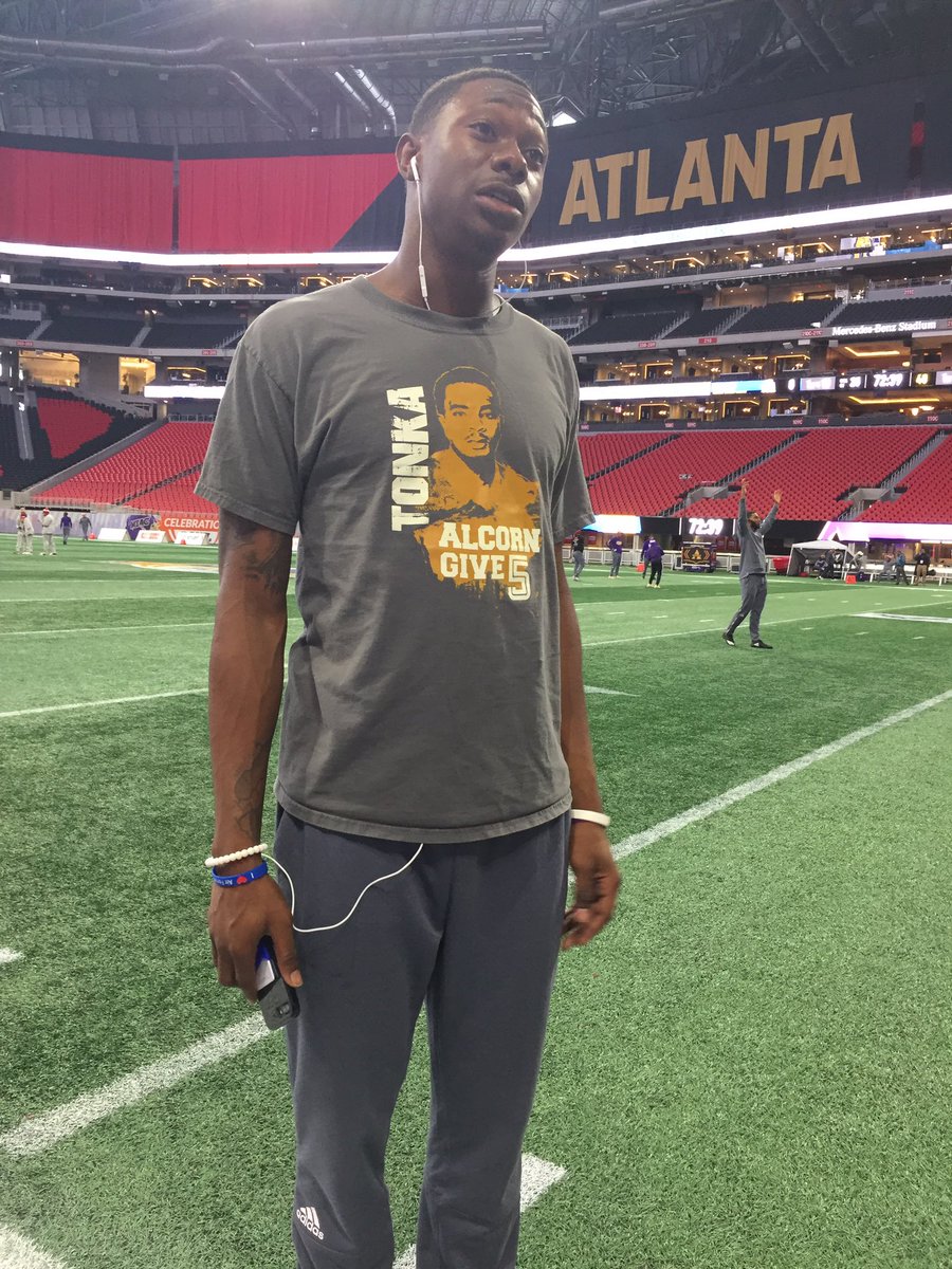 HBCUGameday's tweet photo. Remembering Tonka: @BRAVESSPORTS @TavaresJohnson8 remembers his teammate Tollette “Tonka” George who was a star in @celebrationbowl I and passed away a few months later. https://t.co/rGJNcKpV9W