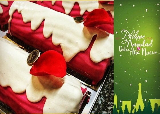 philippepastel's tweet photo. La Bûche de Noël Moulin Rouge:
Bizcochuelo financier almendra-Pistacho, tiramisu de vainillla con relleno de gelée de frutos rojos, cubierta con glaçage rojo de chocolate blanco y glaçage blanca, petalo de rosa

#sinungramodeazucar 
#philippepasionporlosaluda https://t.co/SSUKlIaBtR