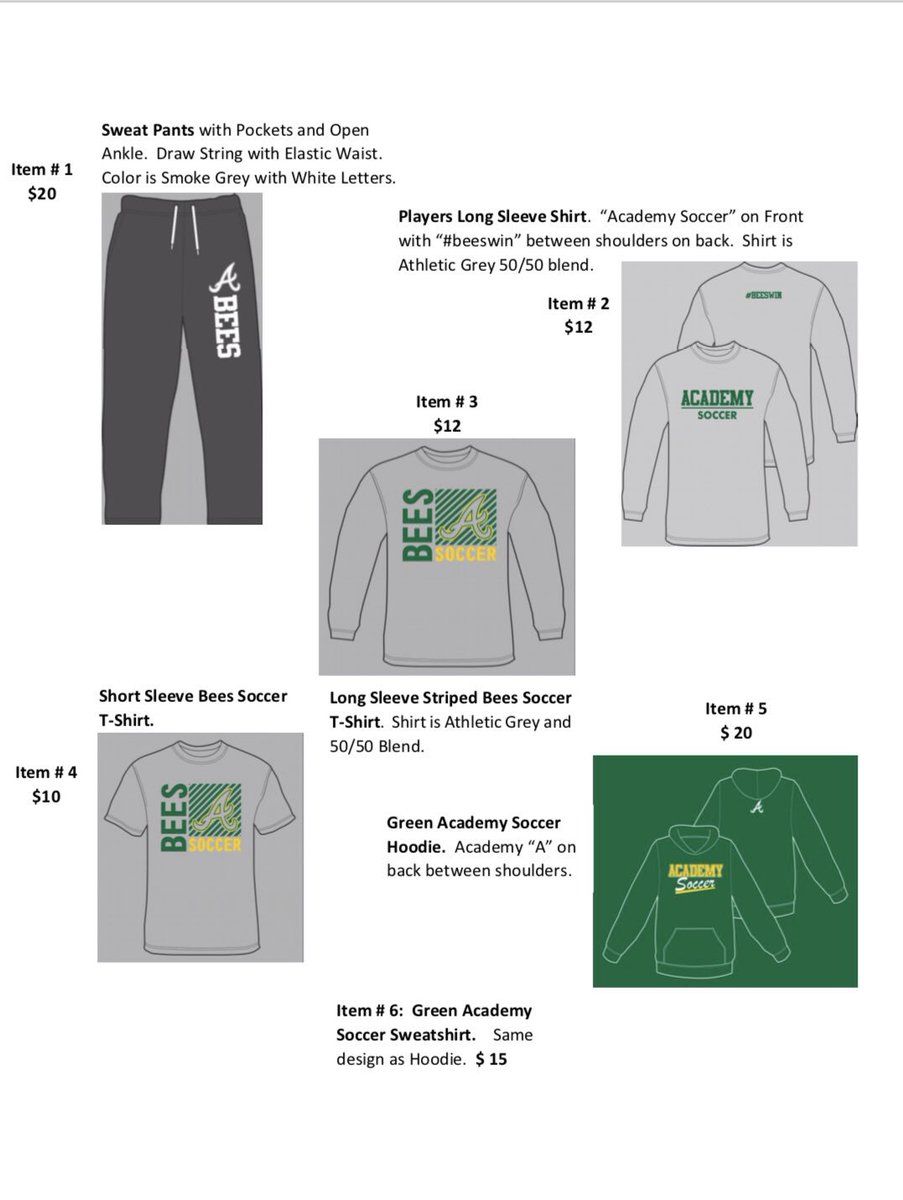 AISDBeeBoosters's tweet photo. #AHSBoysSoccer 
Please Info and Order form for   
Boys Soccer Fan Gear; orders and payment are due by Friday December 21st!!
#BumblebeeNation

-Coach Byron Bundy https://t.co/OrlIPrMeSK