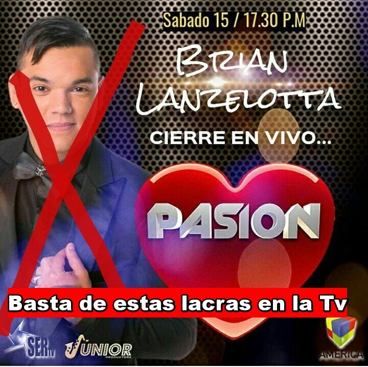 Para que personas como <a href="/PABLOSERANTONI/">PABLO SERANTONI</a> dejen de llevar livianamente a la televisión a tipos violentos agresivos maltratadores misóginos como <a href="/BLanzelottaOK/">Brian</a> te esperamos en los estudios de pasión de sábado 15/12 escrache a <a href="/BLanzelottaOK/">Brian</a> 👇👇👇