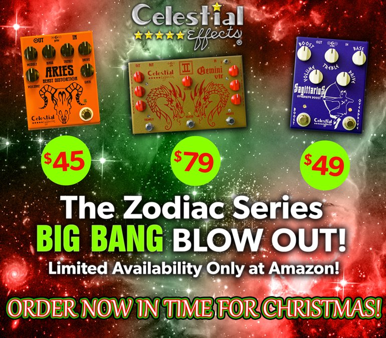 CelestialEffect's tweet image. Tis the season to treat yourself to a new pedal. Get one of our #Sagittarius #Aries or #Gemini today, only from Amazon. Once they are gone, they wont be coming back! #guitareffects #musiceffects #madeinamerica 
amazon.com/l/14573412011
