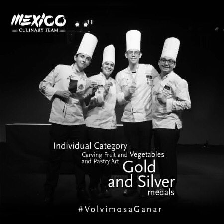 [#Premios] Felicidades al Mexico Culinary Team por su presea el primer día y segundo día en la categoría de “mesa de exhibición”, y la medalla de oro individual para Carlos Lecona en la categoría de “culinary &amp; pastry art” en el Culinary World Cup el pasado 24 de noviembre