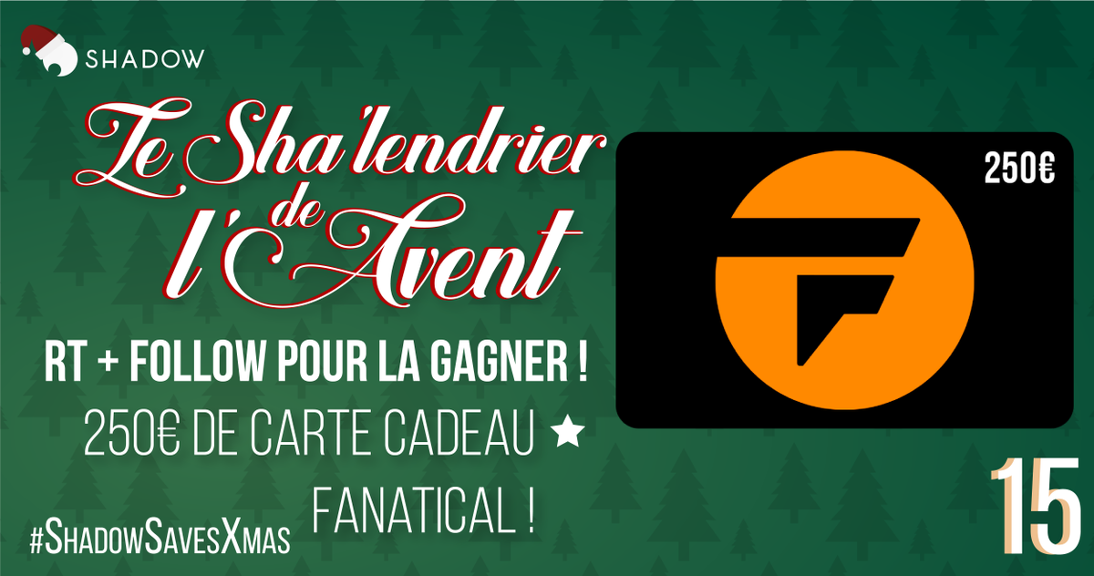 Shadow_France's tweet photo. ☃️ Jour 15 du Sha'lendrier de l'Avent ☃️
Aujourd'hui on vous fait gagner...🥁... 250€ de jeux avec @Fanatical ! Merci !!
De quoi se faire plaisir pendant les soldes 😍
Pour participer :
✅RT ce tweet
✅Follow @Shadow_France et @Fanatical !
🍀 GL HF !
#ShadowSavesXmas #TeamShadow https://t.co/Ez9vhuI3h6