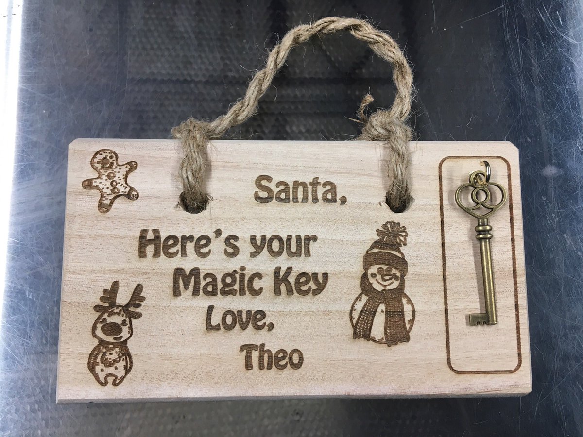 Santa’s Magic Key all finished and ready to be sent to the customer. #allfinished #santasmagickey #happycustomer #christmas #christmasdecs #decs #gifts #laserengraving #giftshop #woodendecoration #wood #laser #homemade #designyourown #custommade #gift #personalisedgifts
