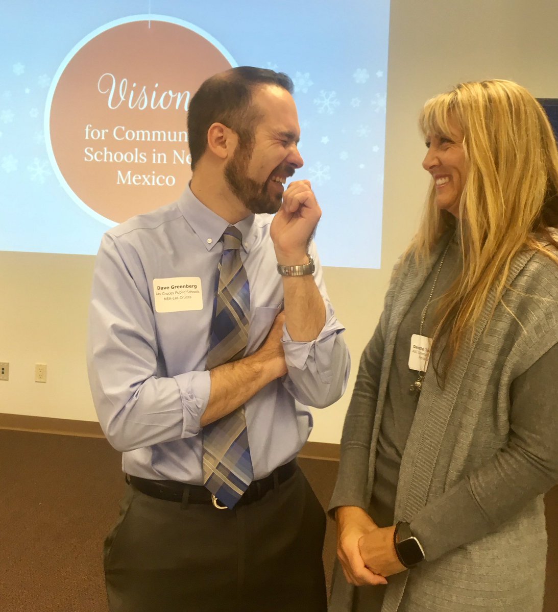 CommSchools4NM's tweet photo. These two are having way too much fun leading us in creating a vision for #CommunitySchools in NM! @Munoz4Youth @ABC_Partnership @CommSchools https://t.co/Pgt7PrDfvp