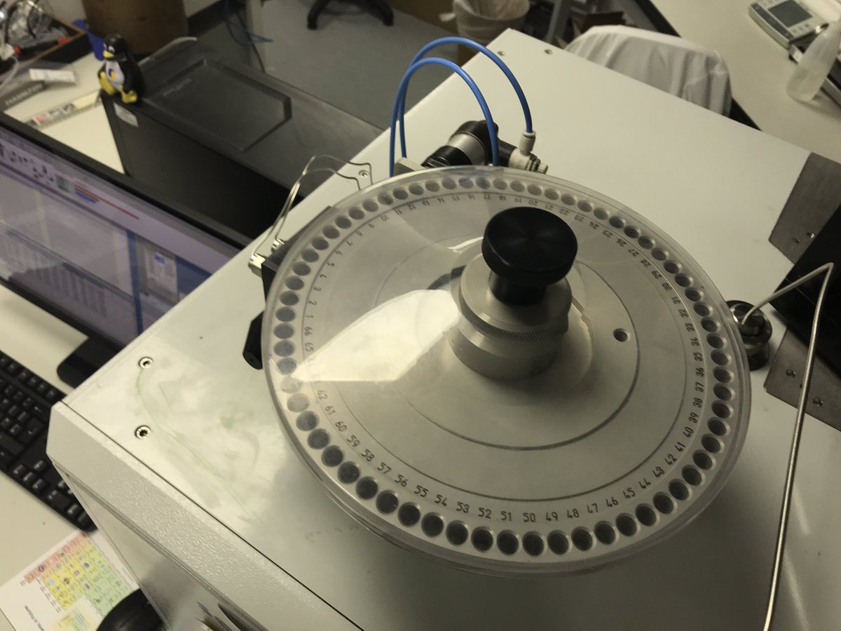 Leila_Fouda's tweet photo. First full run is going on the #MassSpec today! It has been nerve racking and exciting to see my first #StableIsotope #Results coming in. While the mass spec spins I will #JustKeepBalancing. #PhDLife #PhD #Data #FieldBiologistGoesIntoTheLab #LabWork https://t.co/NS9q9D004T