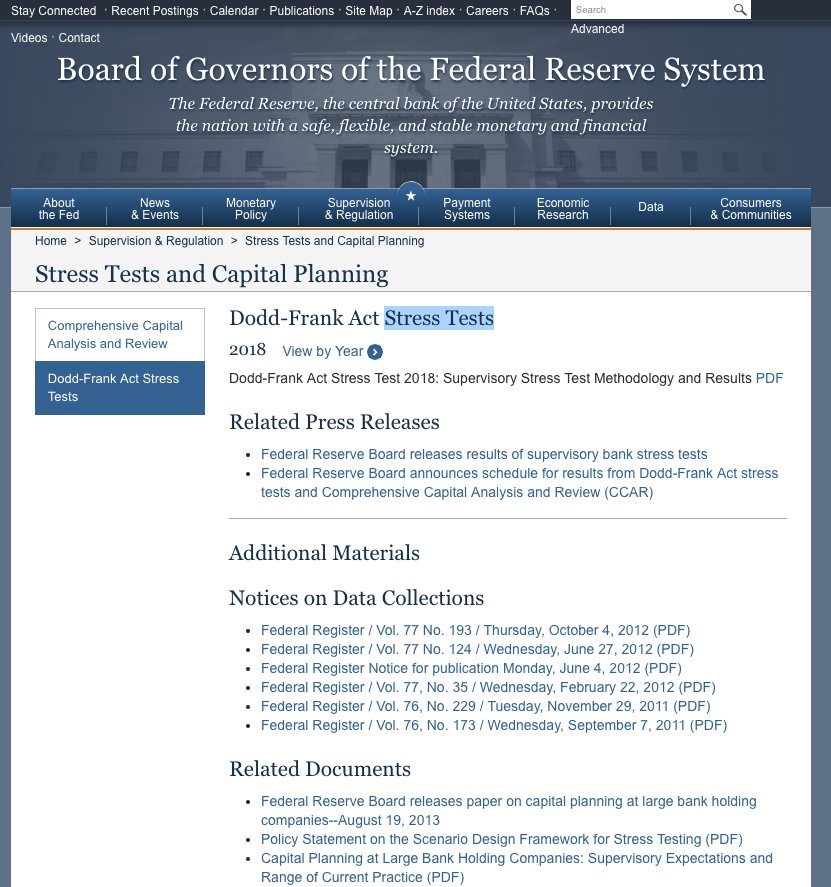 The Dodd-Frank Wall Street Reform & Consumer Protection Act is a massive piece of financial reform legislation passed by the Obama administration in 2010.Dodd-Frank Act Stress Test 2018? https://www.federalreserve.gov/supervisionreg/dfa-stress-tests.htmQ2625/EndStress test failed.Q @POTUS  #QArmy  #PatriotsUnited  #QAnon