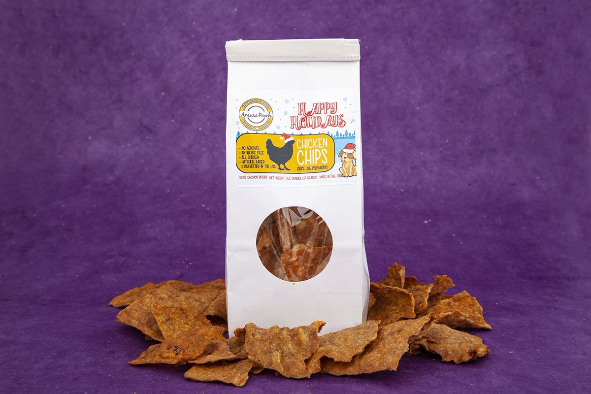 madeinnyc's tweet photo. Treat your dog to @AmusePooch crunchy, wholesome, single ingredient chips! Their Chicken Chips are made in small batches in a commercial kitchen in NYC with 100% ethically, pasture raised chicken breast. Made in Queens. Find it at https://t.co/o6epDC8W2T. https://t.co/5EjA2vZ04b