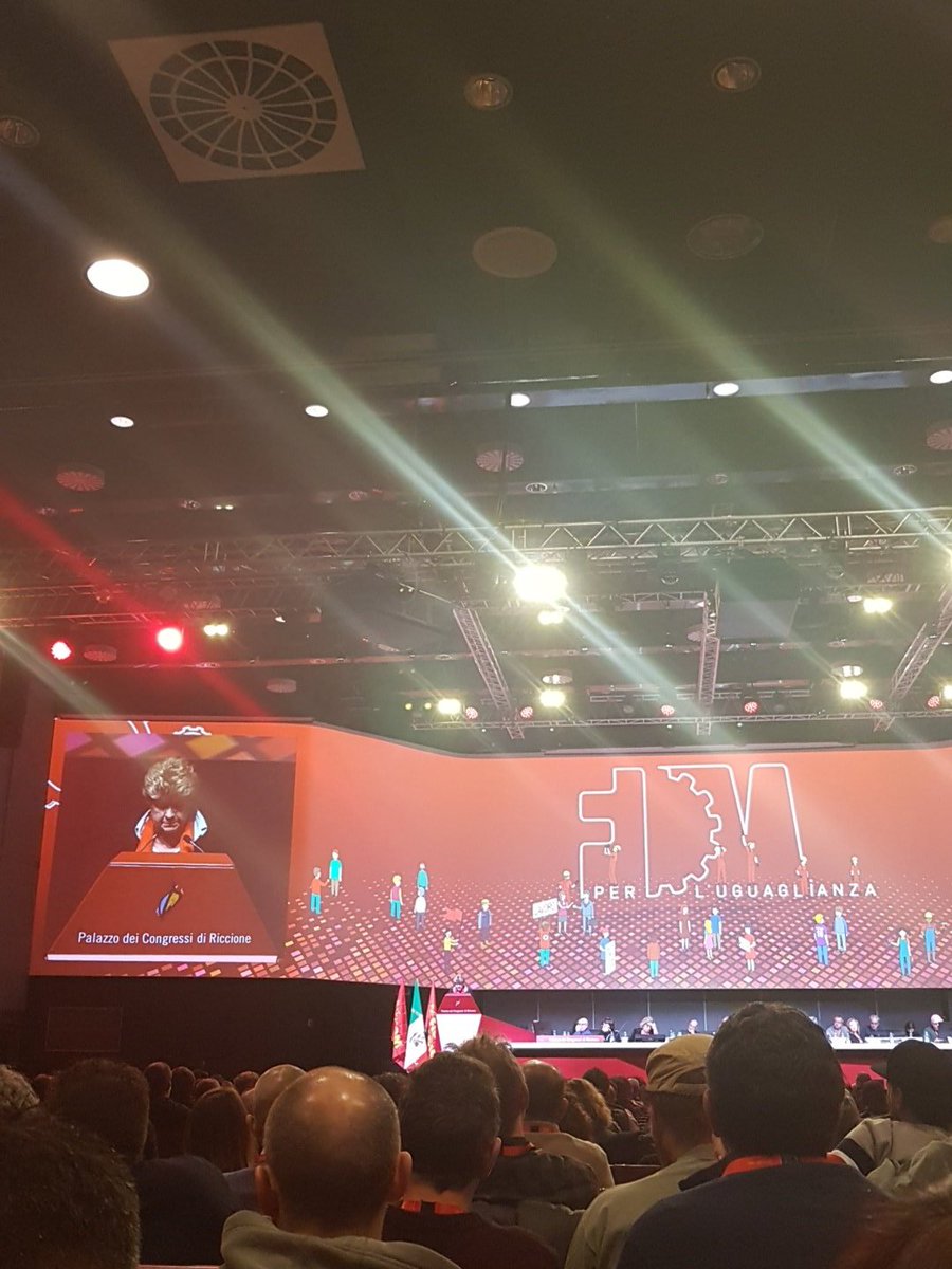 FiomCgil's tweet photo. Intervento di @SusannaCamusso  al 27 congresso nazionale Fiom/CGIL

#27congressoFiom #Fiom #Riccione2018 https://t.co/0VOIeQ5AQo