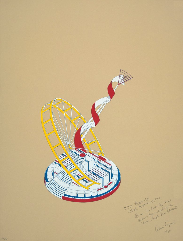 SVFA's tweet image. While she is best known for her large-scale sculptures, Alice Aycock also makes prints! 🤓
.
"Miami Proposal II (tan)" by Alice Aycock
.
#aliceaycock
#miamiproposal
#serigraph
#rives