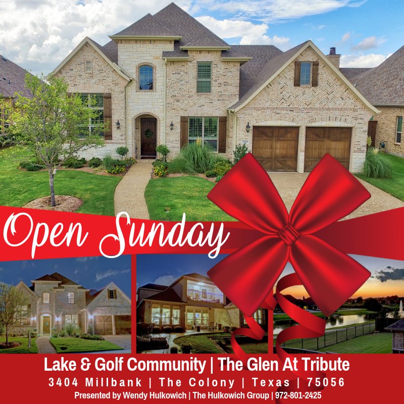 HulkowichGroup's tweet photo. Open House Sunday | December 16, 1pm-3pm | 3404 Millbank, The Colony, Texas. #LakeView #SunSets #LakeLewisville #TheTribute #HomesForSale #DFWRealtor #TheColonyTexas #TheHulkowichGroup #openhouse #dfwopenhouses #OpenHouse #OpenSunday #DentonCountyRealEstate https://t.co/uLkbIoVMeY