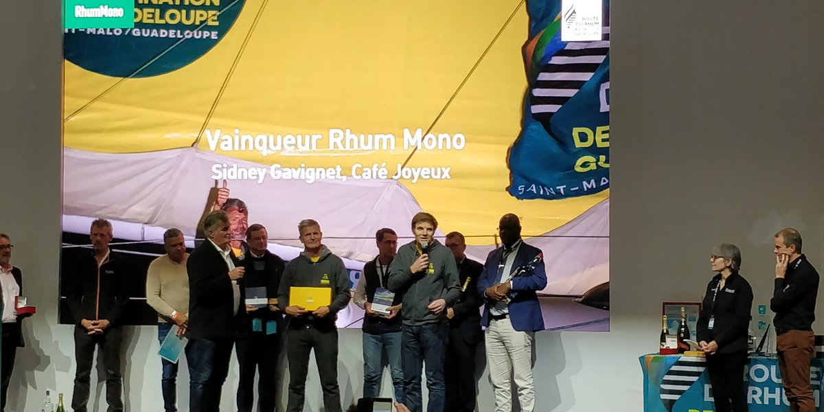 PataPataTime's tweet photo. Encore bravo à Sidney Gavignet vainqueur de la Route du Rhum 2018 en classe RhumMono à bord de @cafejoyeux, des coffee shops qui embauchent des personnes en situation de handicap mental ou cognitif, définitivement motivées et talentueuses. https://t.co/APkiqjTPGL https://t.co/FL2pLJypRY