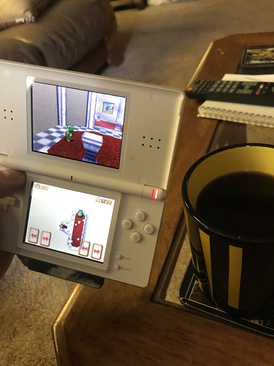 Started my morning off with a big ass cup of coffee and some Super Mario 64 DS! Forgot it was pretty different from the classic 64 version but it’s fun! #morninggaming