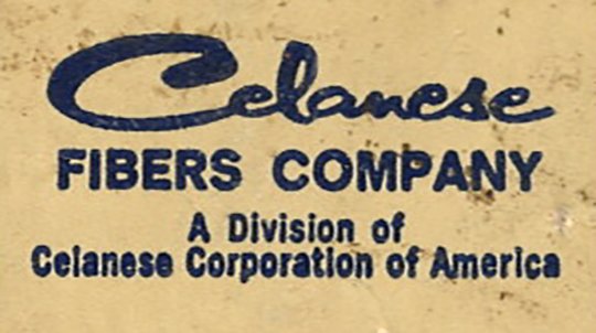 rifflehouse's tweet photo. #Logo for Celanese, the fiber company that produced Arnel, Acetate, Fortrel, Darvan, Celaperm, Fortisan and Celacloud. Hmm. No worse than some names today, eh? #branding #fabric #fiberindustry From a matchbook/emergency sewing kit. https://t.co/kXWCz7peEb