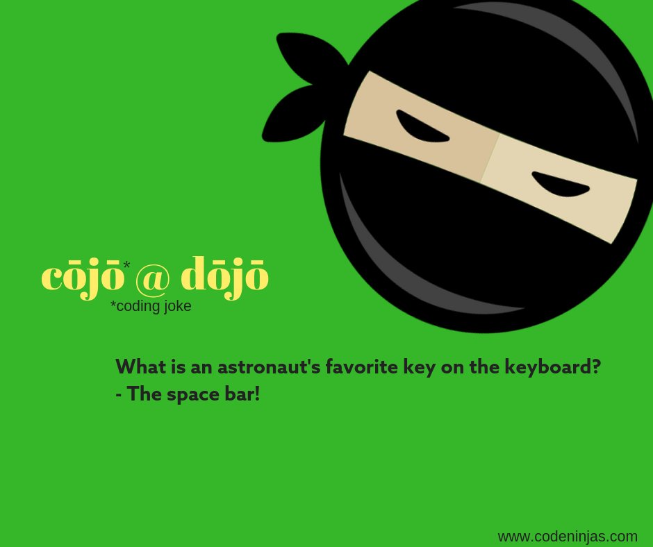 CodeNinjasSLTX's tweet image. Let&apos;s fly to space! 🚀 #CodingJoke #coding #kids #education #STEM #SugarLand #CodeNinjas #technology #hiyah #NinjaChop #LittleCoders #programming