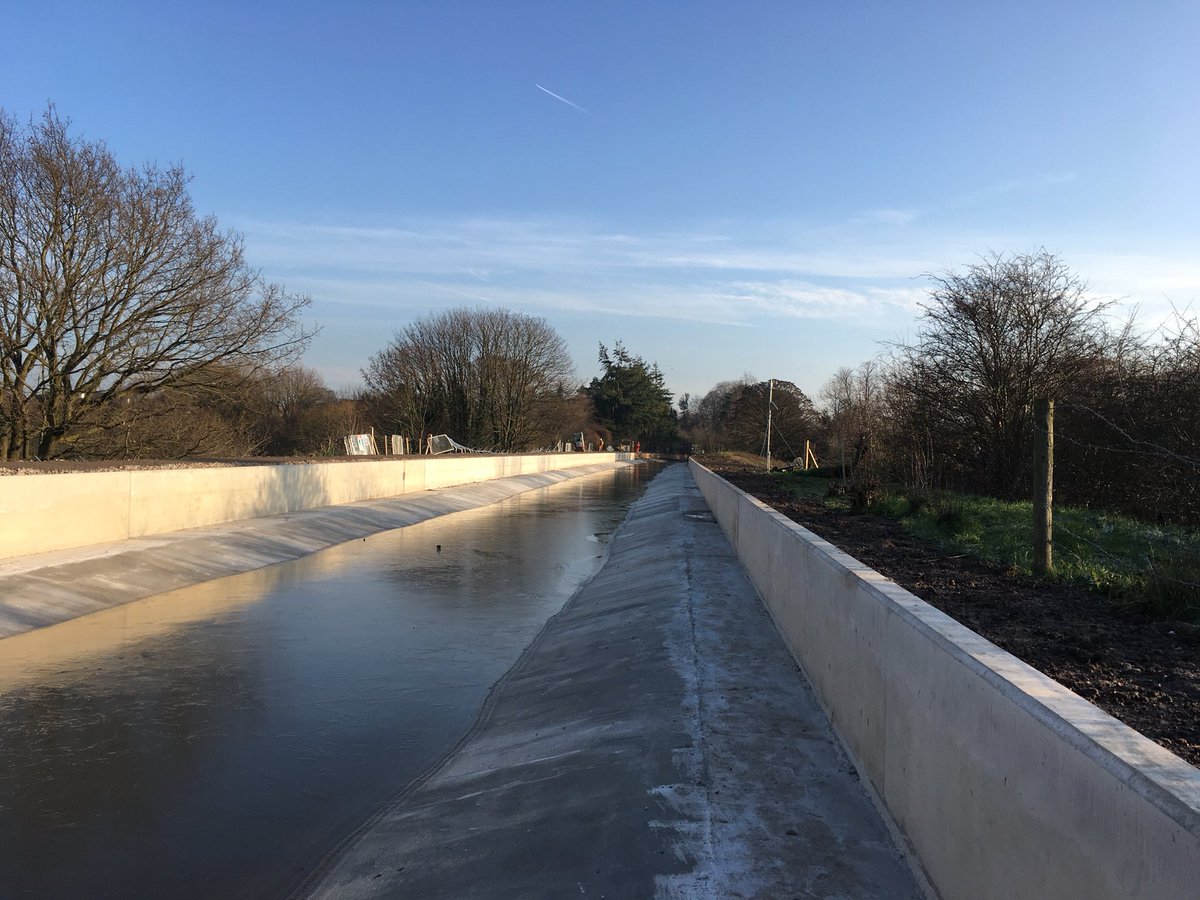 JohnPAckroyd's tweet photo. Middlewich Canal Breach: photos taken today of completed channel construction. Some water in the canal , and starting to carefully refill over the next few days @CRTNorthWest https://t.co/qgH9VpDEOu