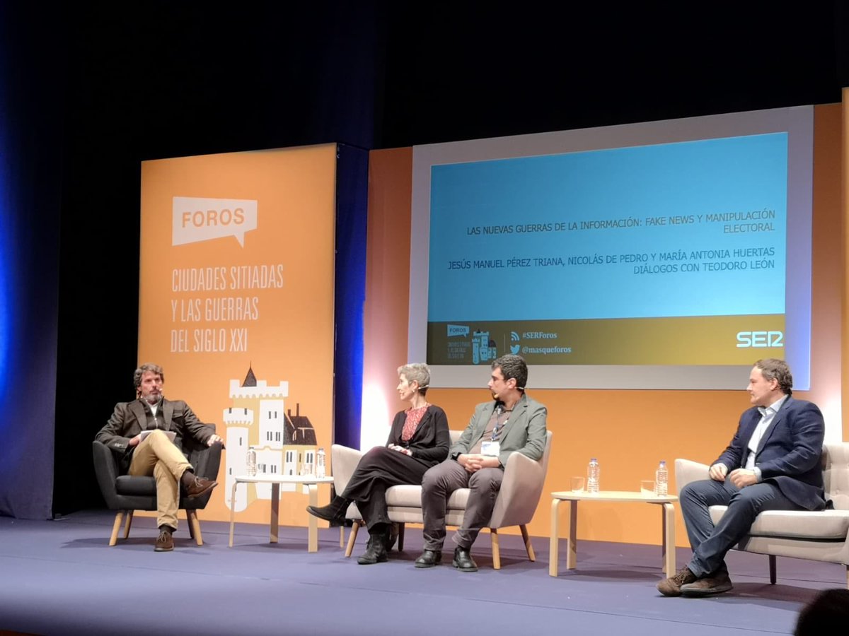 MasqueForos's tweet photo. Comenzamos el Foro con @teoleongross @ma_huertas @nicolasdepedro y Jesús Manuel Pérez Triana que hablarán sobre las nuevas guerras de la información
#SERForos https://t.co/VwIztKt7j6