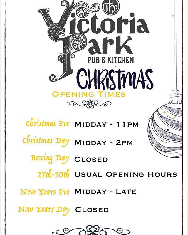 Want to visit your favourite pub on Christmas Day? Here are the times you need to know! 🎄⭐️🎄 ift.tt/2QVLdc8 #thevictoriapark