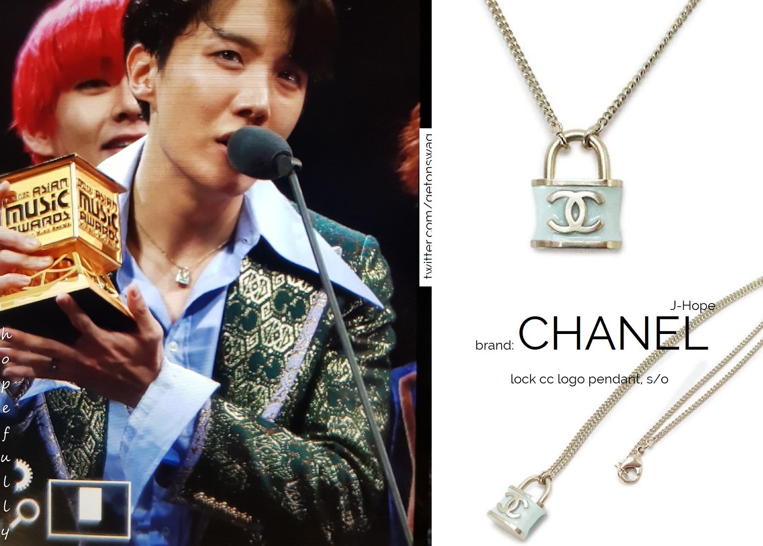 BTS FASHION/STYLE FINDER — 191121  J-Hope : Chanel - CC logo padlock