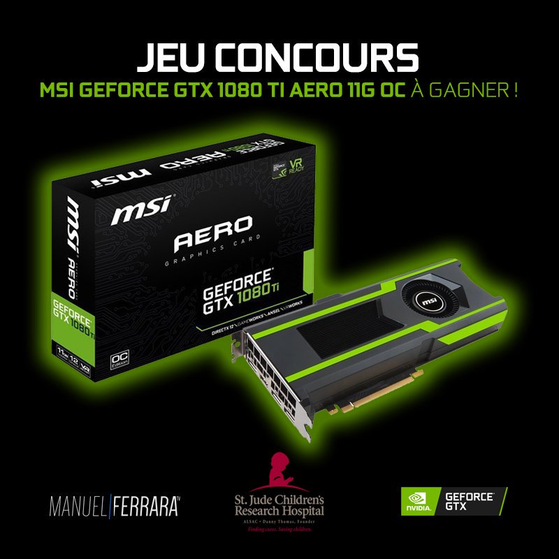 ManuelFerraraTV's tweet photo. [#JEUCONCOURS] RT + FOLLOW @NVIDIAGeForceFR + @ManuelFerraraTV pour tenter de gagner 1 CARTE GRAPHIQUE MSI GeForce GTX 1080 Ti ! #CharitableDay
🏁 TAS : 16/12/18 à 21h
✅ Concours ouvert à la Belgique &amp; à la Suisse ! https://t.co/kbpM67lr2K