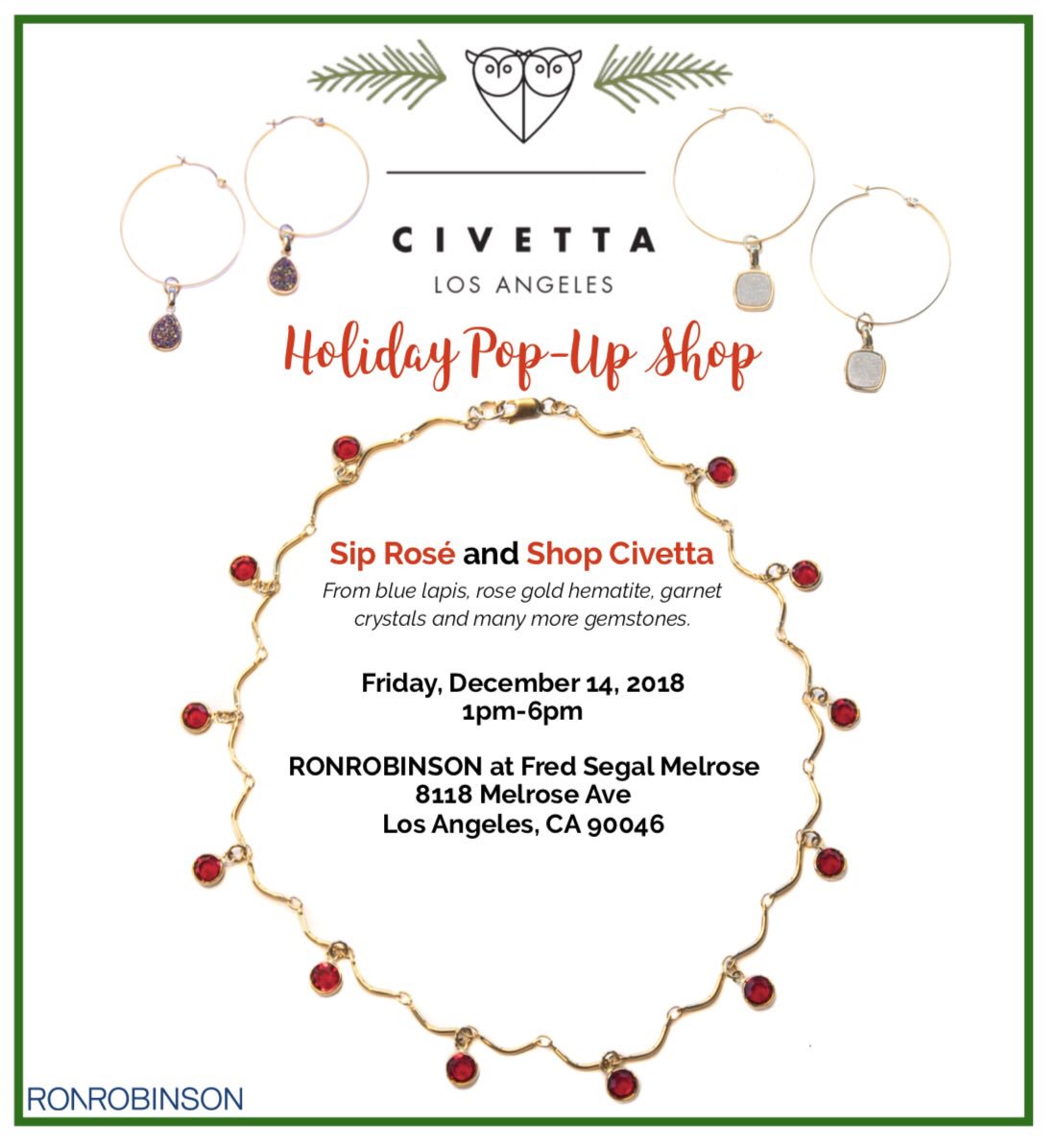 civetta_la's tweet photo. Come out and holiday shop today at the Civetta Pop-Up! #holidaygifts #shopandsip #civetta #popupevent #civettala https://t.co/GBip8qVGg6