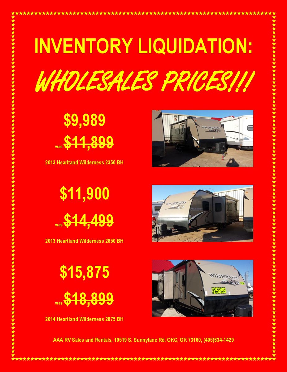 GREAT DEALS, WON'T LAST LONG! Give us a call at 405-634-1429 for more info. #rvsales #trailersales