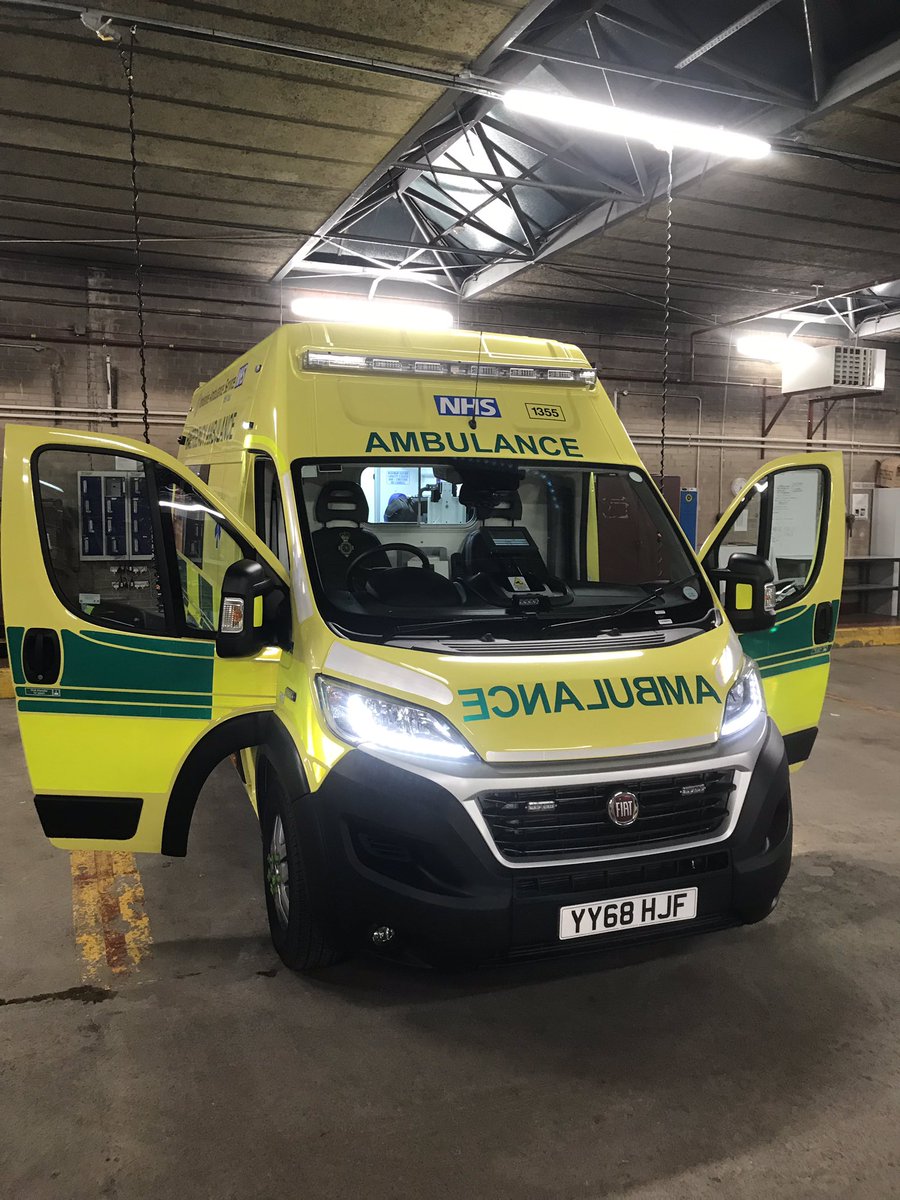 jgm_leeds's tweet photo. So it’s me and mr Hatt our today on the night shift looking after Sheffield but we get to do it on the new vehicle only has 206 miles and on its 2nd shift ! Thanks @OHVCUK a lot better than the last Fiat we had #emsshift @YorksAmbulance https://t.co/jbSdlPdBIH