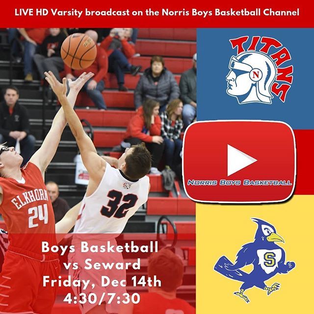 nsdVideo's tweet photo. It's GAME DAY!! The Norris boys take on Seward tonight at home. JV starts at 4:30 and the varsity plays at 7:30. The varsity game will be broadcast LIVE in HD on the "Norris Boys Basketball" YouTube channel. #norristitans #norrisboysbasketball #norri… https://t.co/YElGZO0OyI https://t.co/exDo8Niqyk