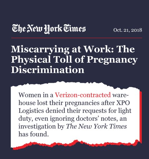 National Women S Law Center On Twitter Multiple Pregnant Women At A Verizon Xpo Warehouse In Memphis Were Denied Light Duty On The Job Which Resulted In Several Miscarriages 106 Members Of Congress Are