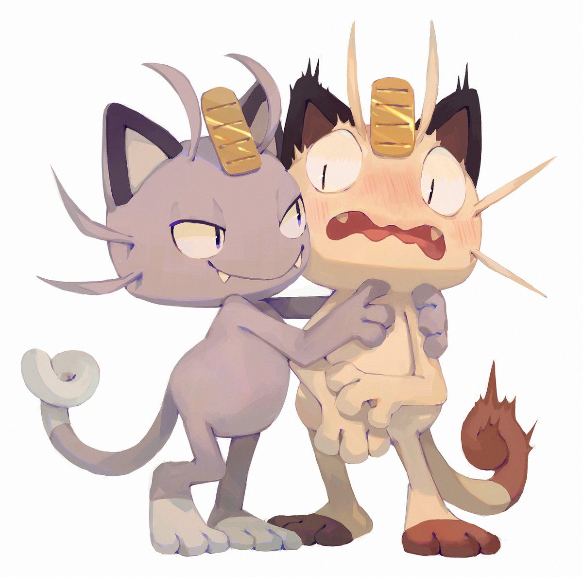 meowth pokemon (creature) no humans fangs blush white background smile closed mouth  illustration images
