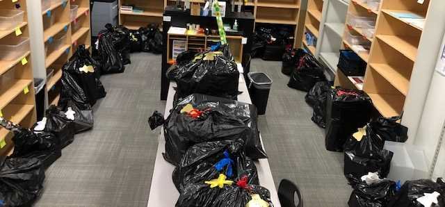 morriscounselor's tweet photo. While you see trash bags, I see lots of happy kids on Christmas day! Special thank you to Montgomery United Methodist Church for being our Angel Tree sponsor &amp; bringing joy to so many students.  @oakhillslions #wehavetheBESTcommunity #ilovemyjob 💙💛 https://t.co/vmkkJLAwwy