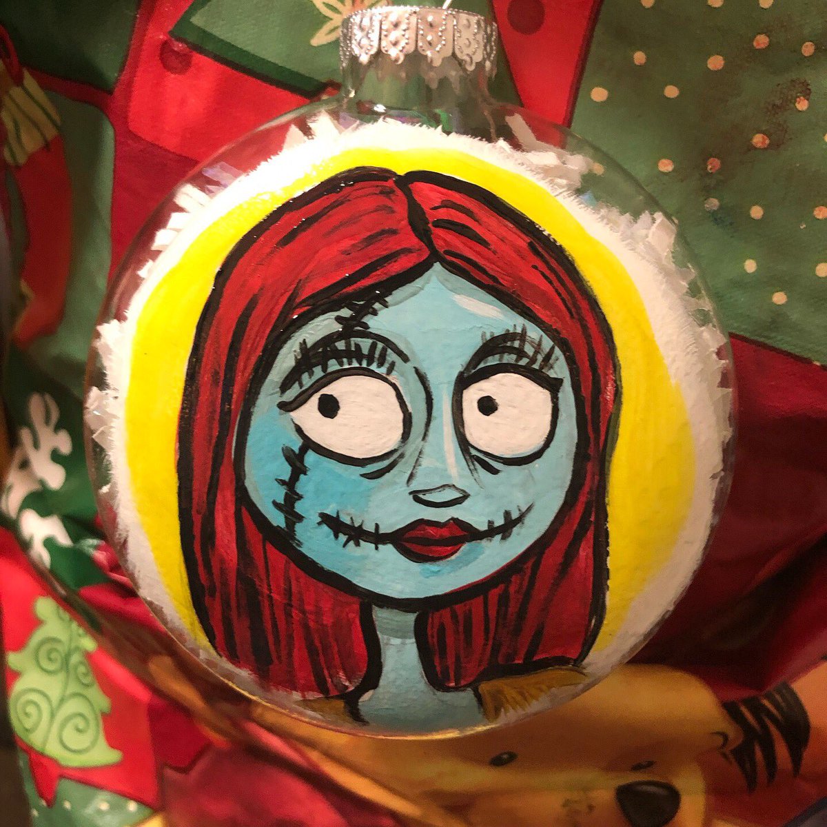 Made a new one! I’m done for the night #sally #thenightmarebeforechristmas #jack #freehand #acrylicpaint #glassornament #christmas #artista #chicana #chicanaart #chicanaartist #chicanx #chicanxart #chicanxartist #xicana #xicanaart #xicanaartist #chicano #chicanoart #chicanoartist