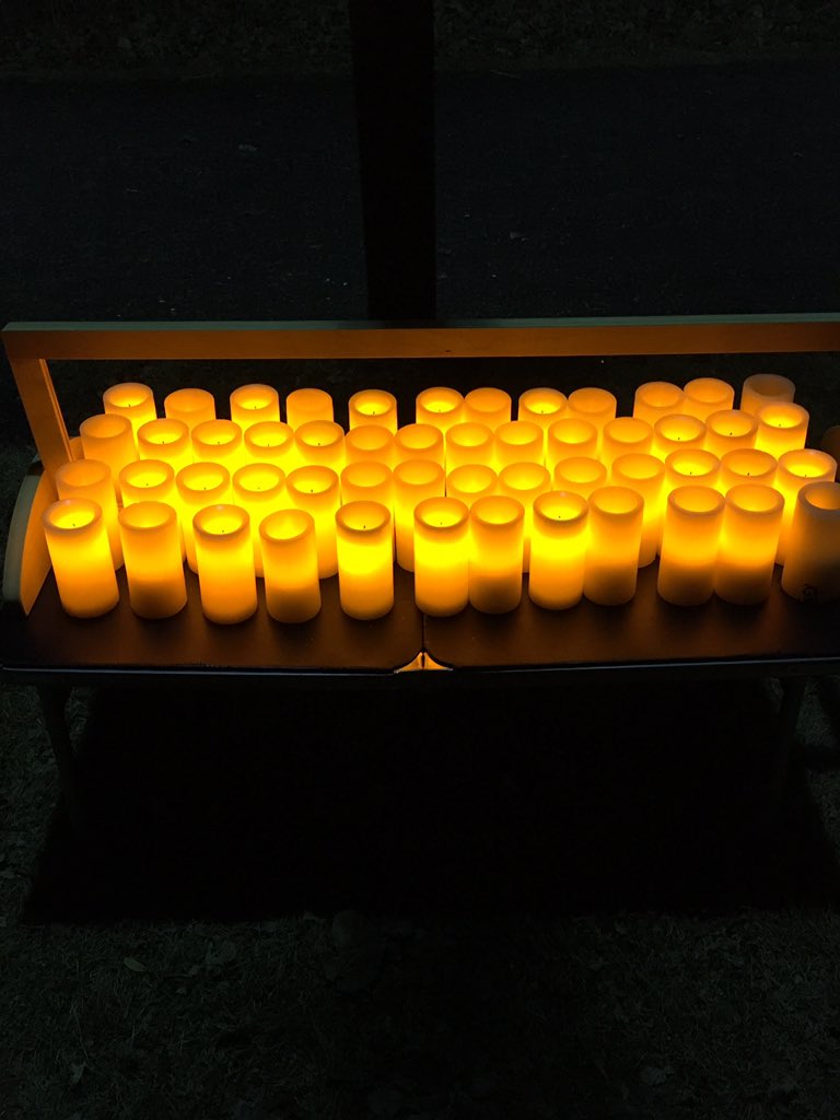 KUNRPublicRadio's tweet photo. These candles represent 27 lives of homeless people lost along the Truckee River. “Winter evictions can cause deaths,” says Lisa Lee, emcee for #ourtownreno event on homelessness. https://t.co/Rv5VS2EjgX