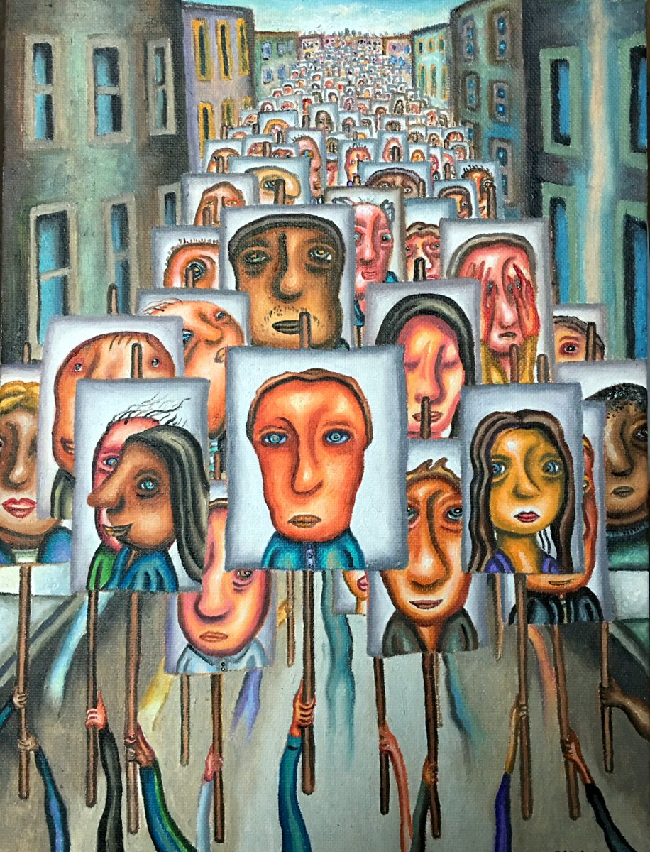 Marcelflisiuk on Twitter: ""We the People" 9 x12 inch oil #Art #アート #artist #arte #obraz #sztuka #kunst #konst #gallery #galleries #painting #museum #HumanRightsDay #HumanSolidarityDay #oilpainting #Protest #Protests #city #artem #March #marching ...