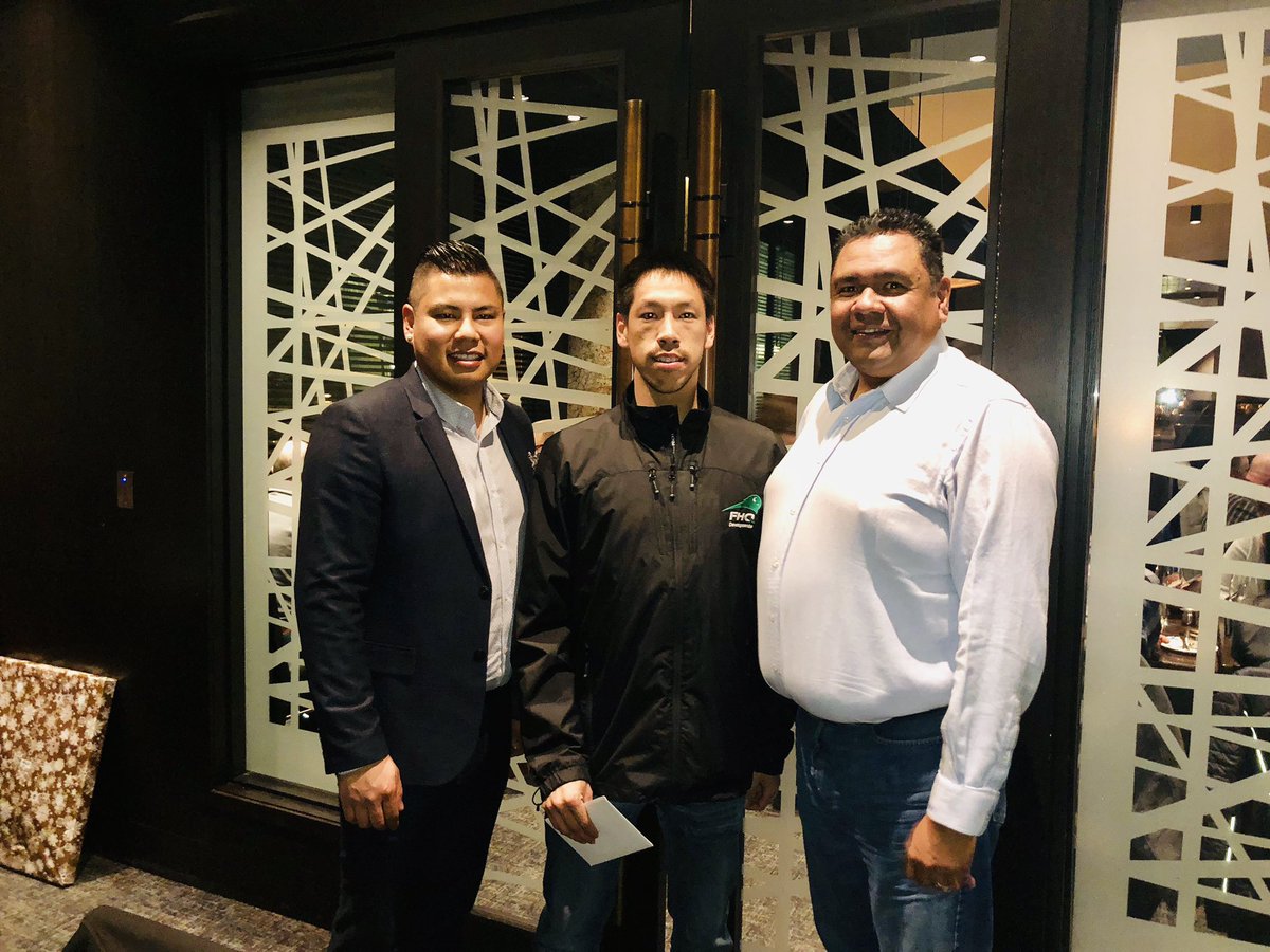 FHQDev's tweet photo. @FHQDev held our annual staff Christmas Dinner and provided our two summer students with bursaries to help continue their educational pursuits! Congratulations to Cree Lavallee and Nathan Mckay! They did a great job establishing the first inaugural FHQ Dev Golf Tournament! https://t.co/ikJxh8owza