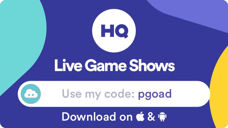 Pgoad26's tweet image. I'm playing a game called @hqtrivia! You should play too. Use my code "pgoad" to sign up hqtrivia.com