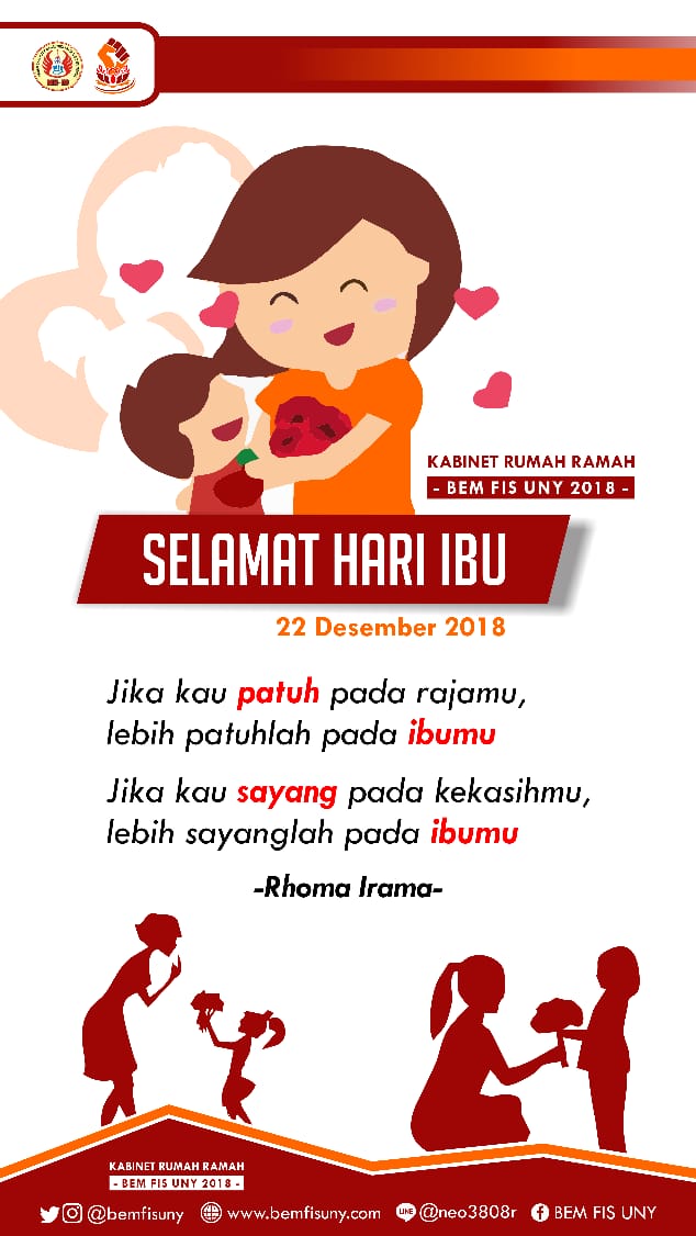 Kasih ibu sepanjang masa dan tak ternilai , tak ada yang bisa menggantinya dengan apapun. Kasih yang lahir dari rasa yang tulus ihklas dan tanpa mengharap pamrih. Bahkan seribu mutiara di lautan tak cukup untuk membalasnya. 
-Selamat Hari Ibu-

#BEMFISUNY2018
#selamathariibu