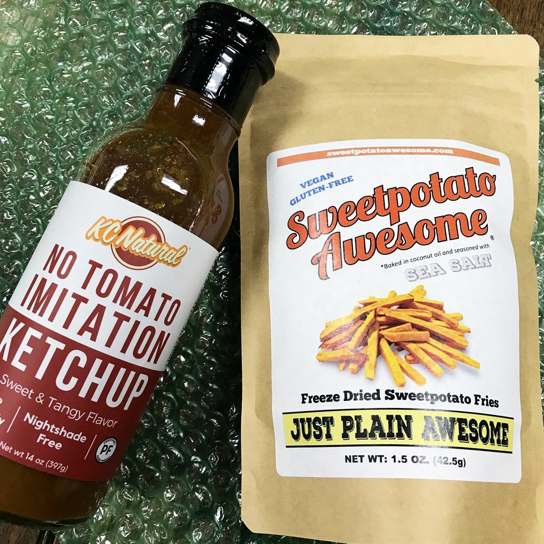 shopaip's tweet photo. Try this match made in AIP heaven! Sweet Potato Fries + No Tomato Imitation Ketchup = Nightshade Free Deliciousness // Fries: https://t.co/D8errlcgsE Ketchup: https://t.co/wOZpsFgNwj #KCNatural #sweetpotatoawesome #sweetpotato #frenchfries #nightshadefree #tomatofree #notomato https://t.co/JuLTy9Y43g