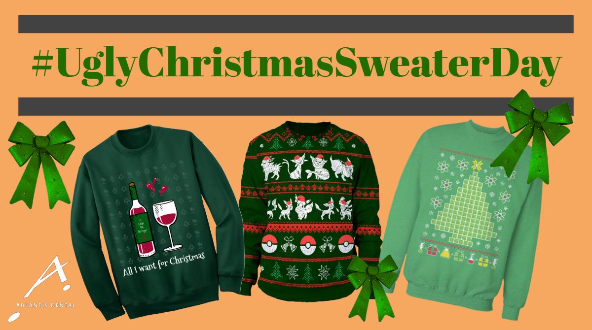 Ablantiscorp's tweet photo. Well are you celebrating #UglyChristmasSweaterDay because you should be!! Have a Jolly Weekend Everyone!!
•
•
•
•
•
#encinitas #ablantis #dentistry #dentist #dental #smile #dentalhygienist #love #dentalcare #dentalhealth #UglySweater #ChristmasSweaterDay #holidays #cheer https://t.co/4IdwSztDlf