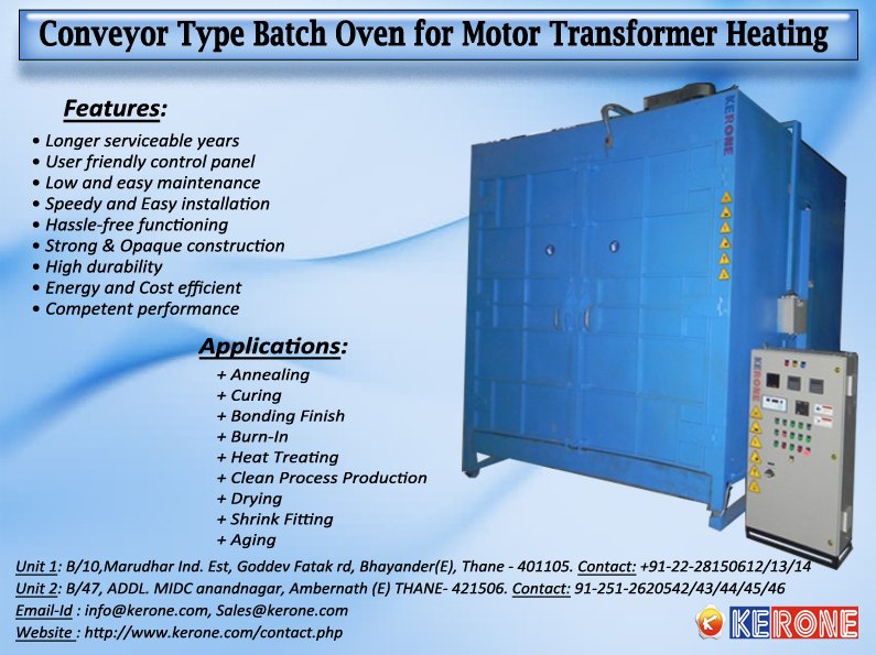 keroneltd's tweet photo. Conveyor Type Batch Oven for Motor Transformer Heating
 https://t.co/BeD8k9itEJ
#Kerone, a #manufacturer &amp; #Exporter of #Batch_Oven with high #quality raw materials as per Industrial Standards, widely used for #heating, #drying and #sterilizing materials. https://t.co/VN5zHIuhbh